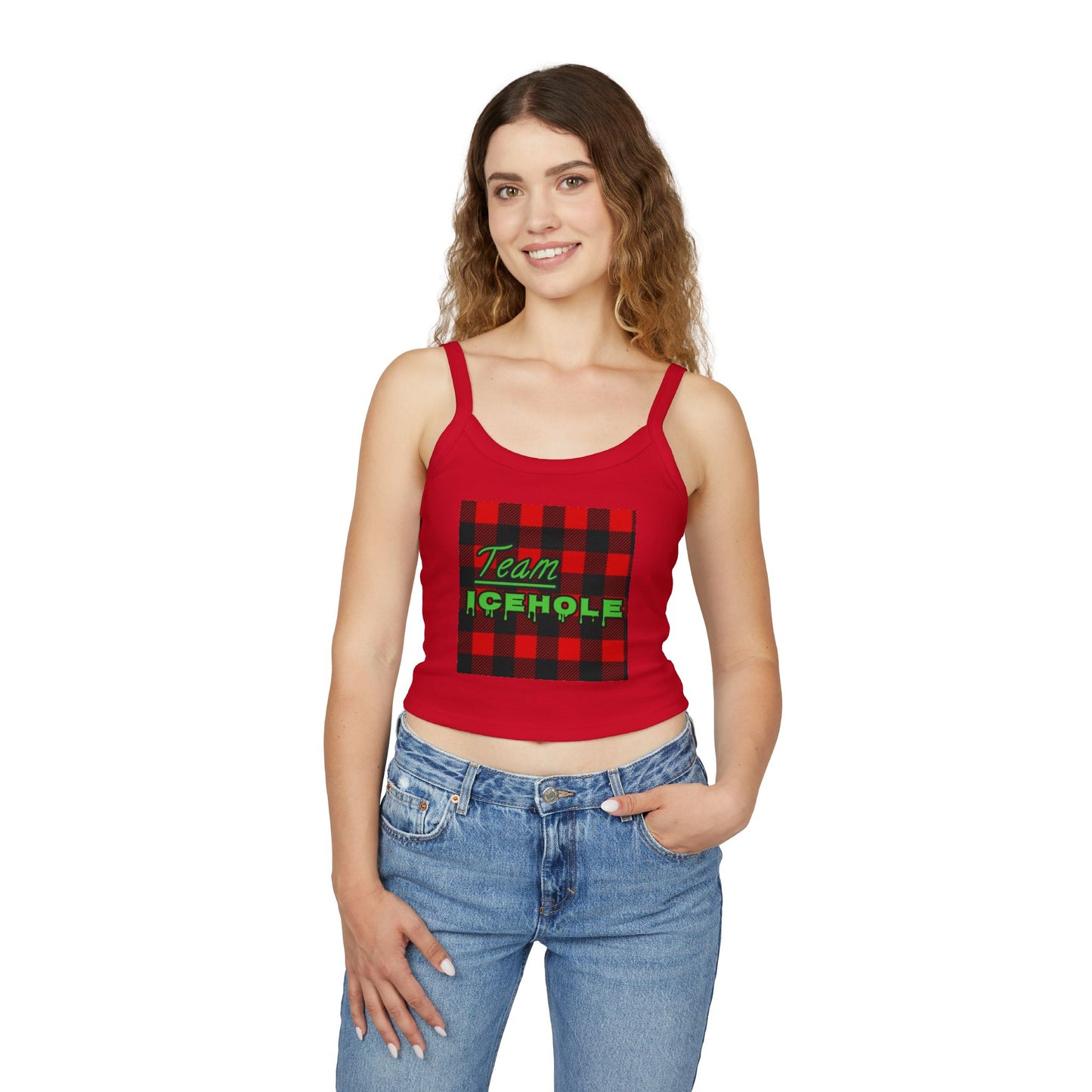 Team Icehole Spaghetti Strap Belly Tank Top
