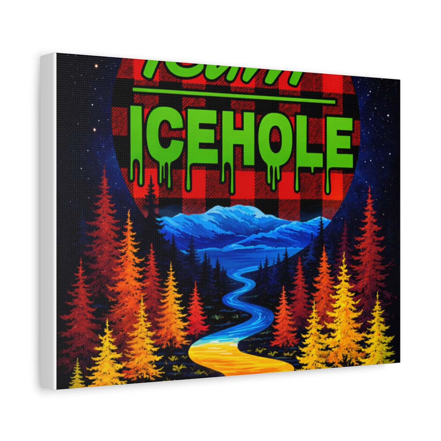 Icehole Retro Forest Canvas Wall Art – Vibrant Scenic Stretched Matte Print