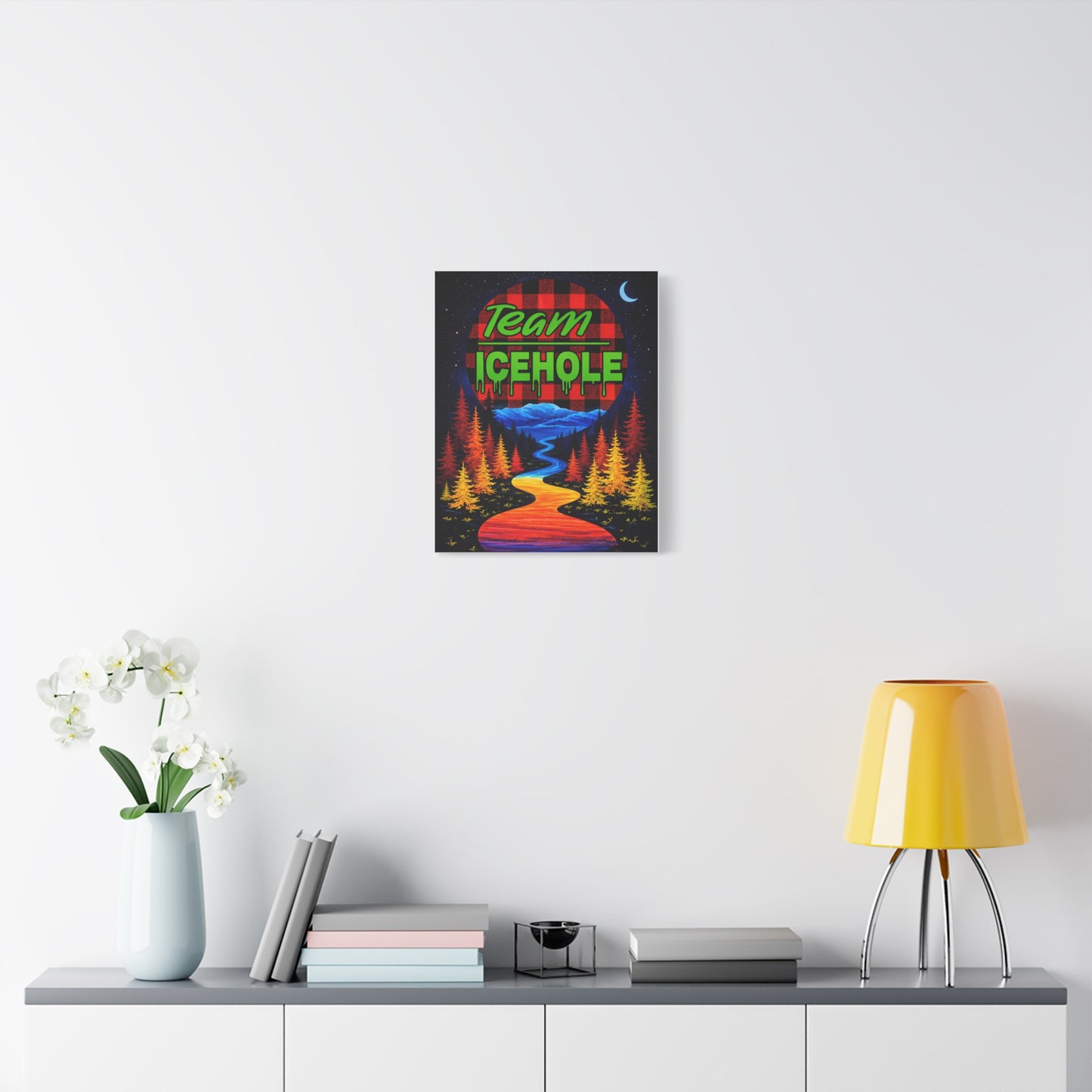 Icehole Retro Forest Canvas Wall Art – Vibrant Scenic Stretched Matte Print