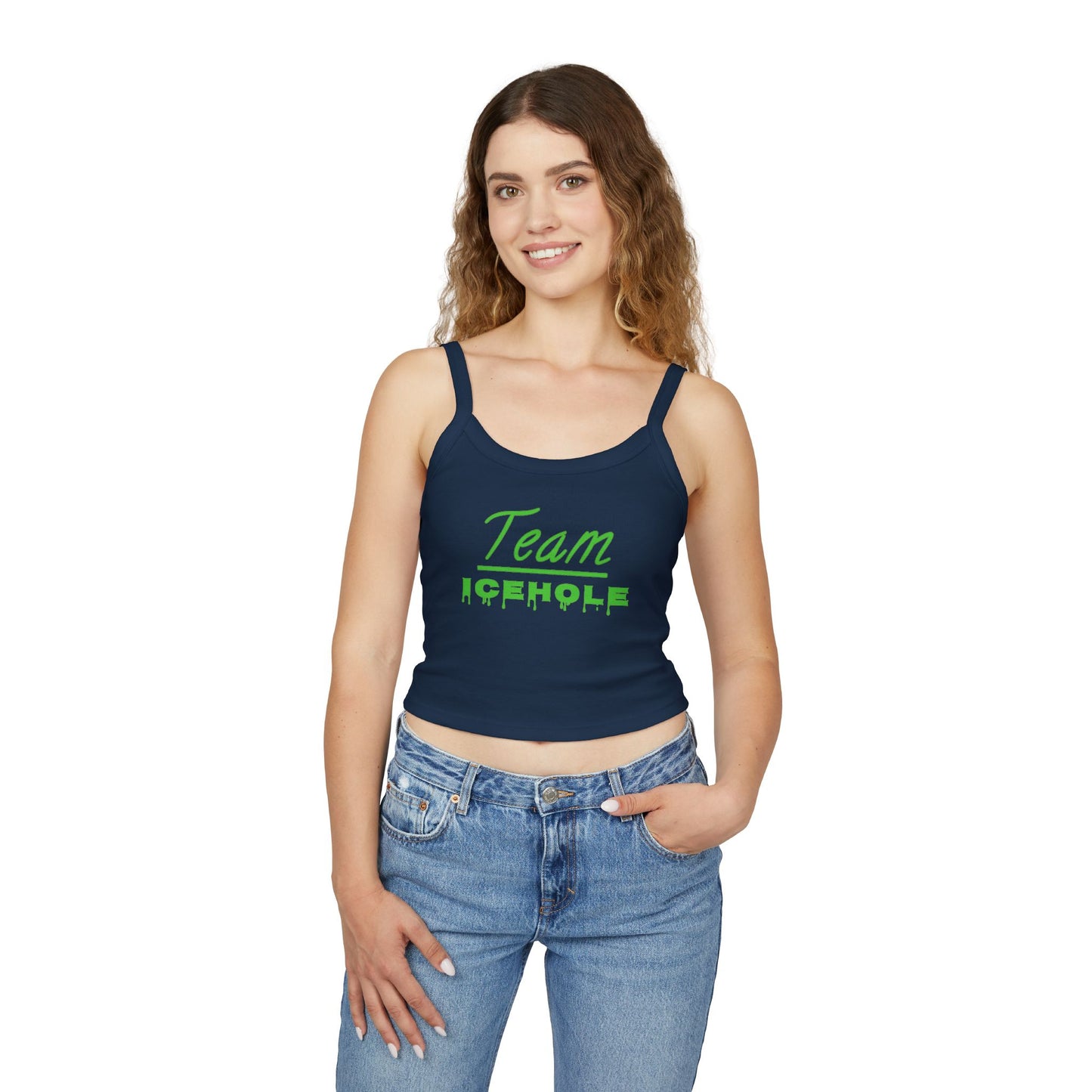 Team Icehole Transparent Background Women's Spaghetti Strap Belly Tank Top