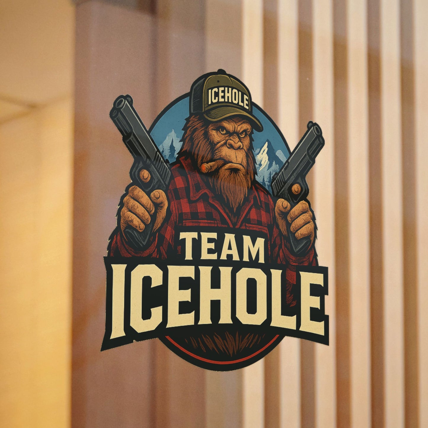 Team Icehole Big Foot Die-Cut Stickers - Fun Outdoor Decal for Enthusiasts